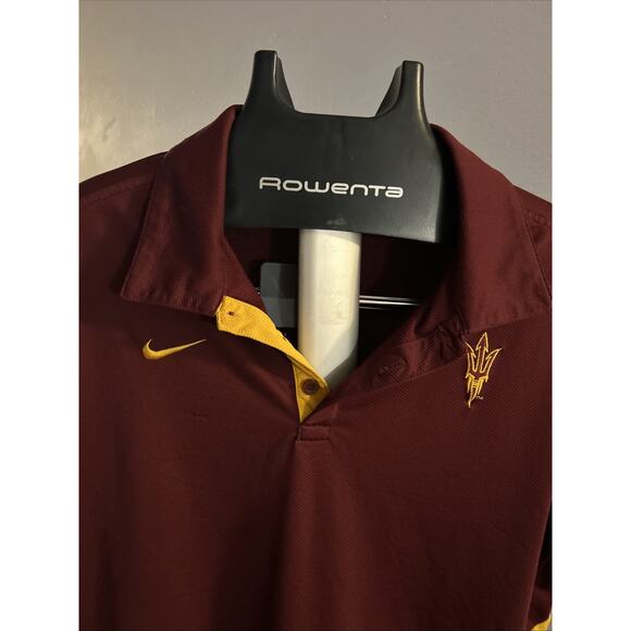 Nike DRI FIT ASU Sun Devils Maroon & Gold Polo Shirt Size L - Picture 7 of 10